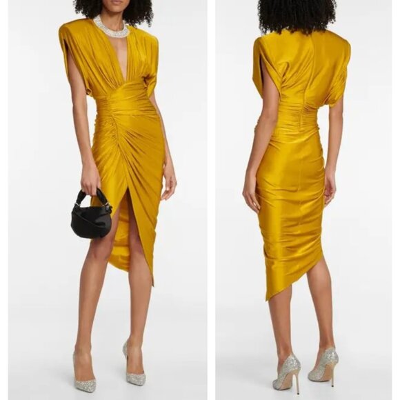 Alexandre Vauthier Amber Ruched Midi Dress NWT 34/2 - Picture 6 of 13